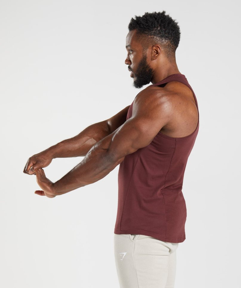 Men's Gymshark React Tanks Burgundy | CA D01573